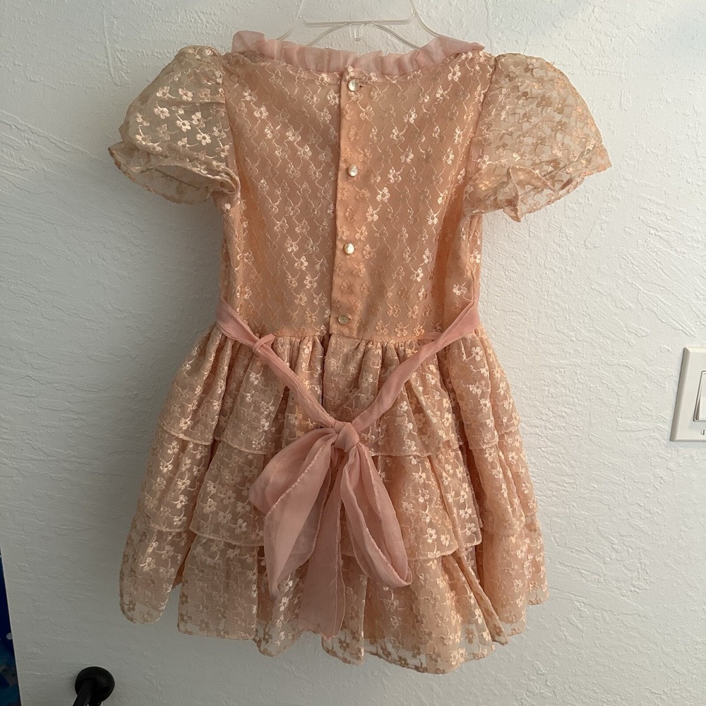 Vintage Sweet N Sassy Dress Peach Ruffles 80s 1980s Layered Pageant Cottagecore - Picture 15 of 16